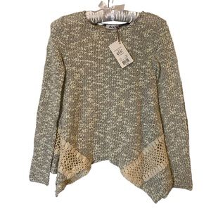 Girls Grey Sweater Top with Lacey Inserts - 10 Years old